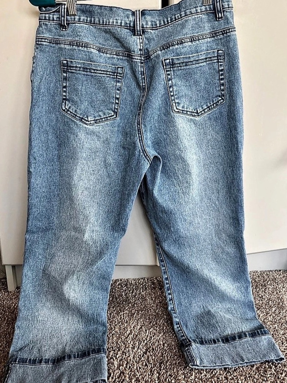 Diane Gilman Embroidered Floral Straight Leg Jeans Blue Waist 10 - Picture 3 of 5